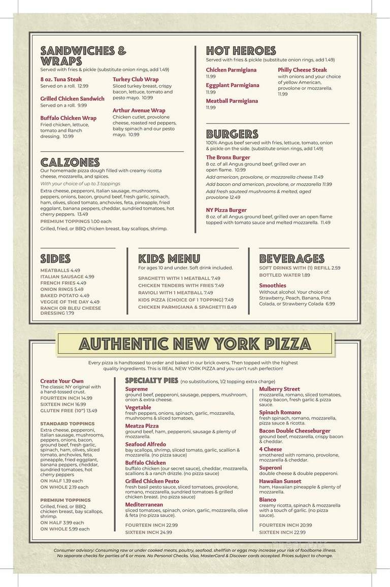 New York Pizza Pub - Nags Head, NC menu_pic