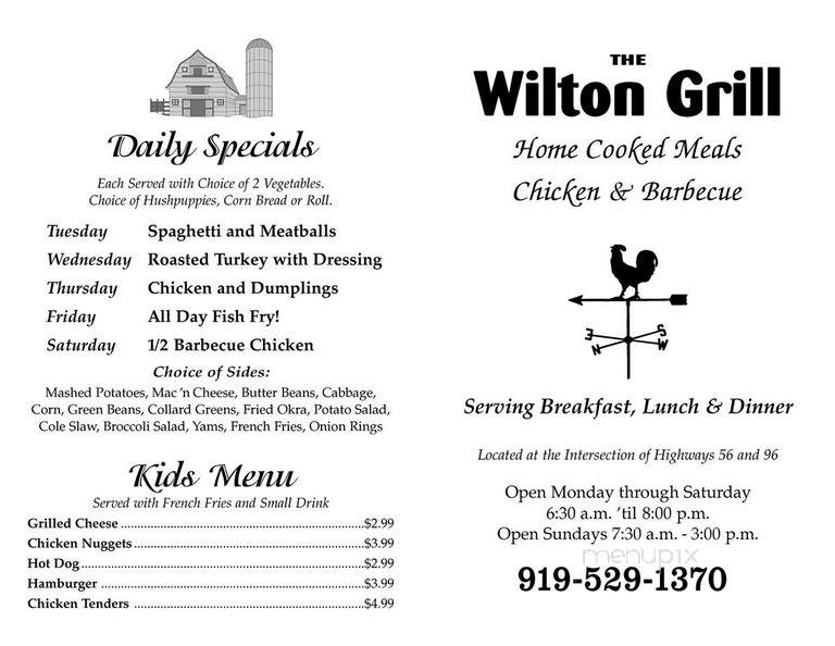 Wilton Grill - Creedmoor, NC menu_pic