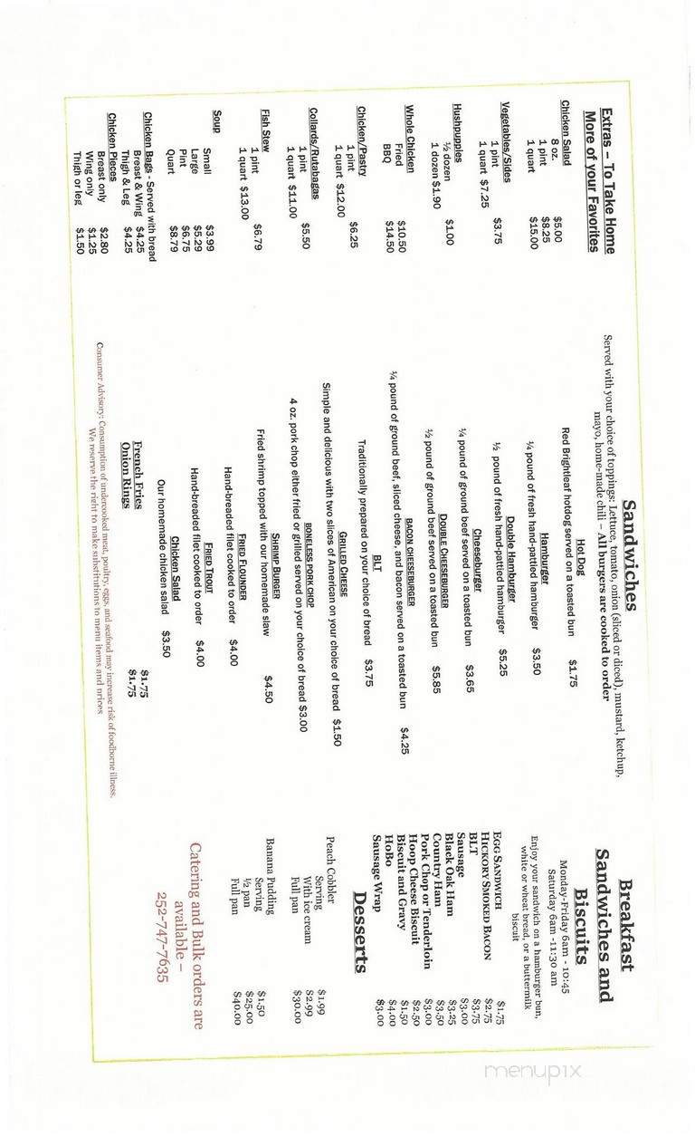 Beaman's - Snow Hill, NC menu_pic