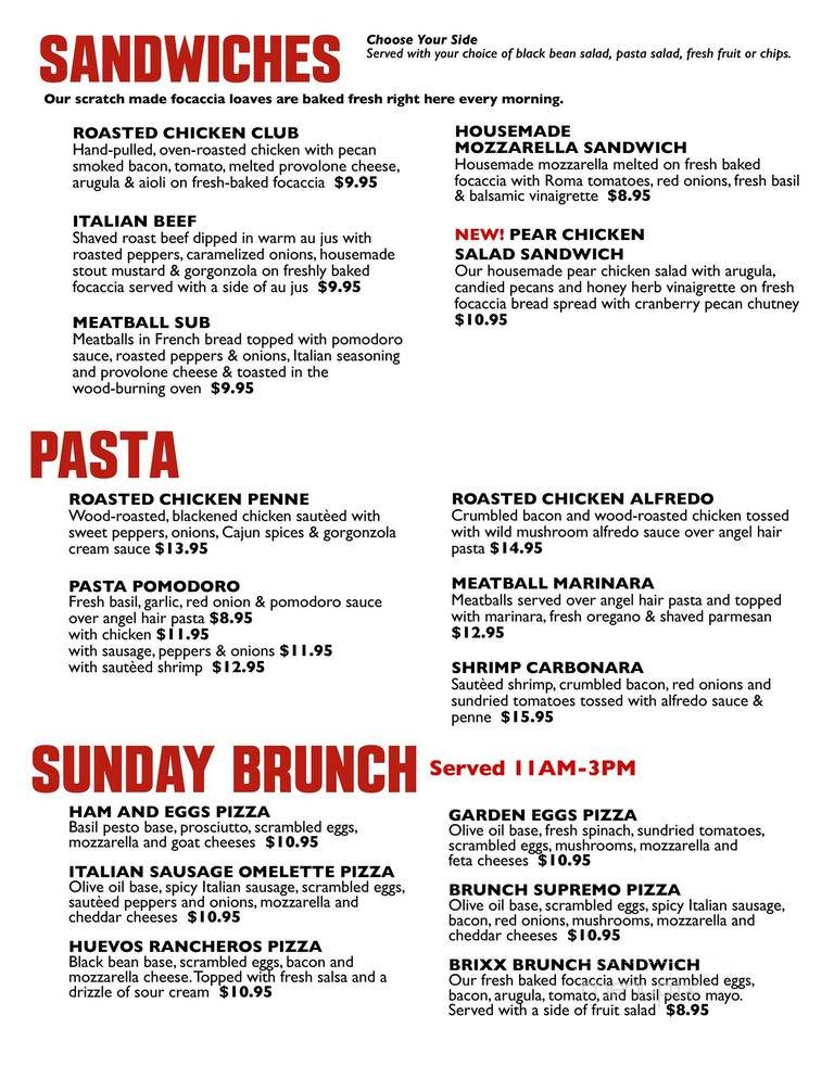 Brixx Pizza - Greensboro, NC menu_pic