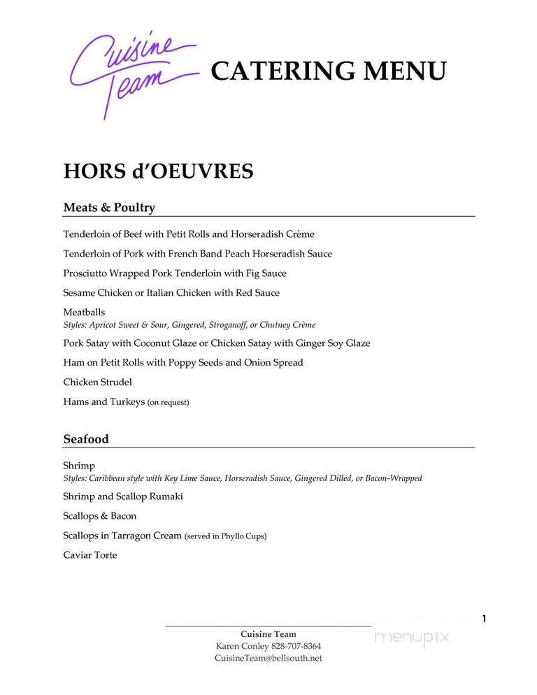 Cuisine Team - Hendersonville, NC menu_pic