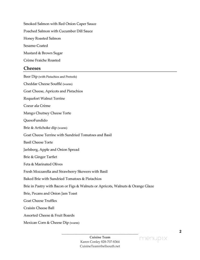 Cuisine Team - Hendersonville, NC menu_pic
