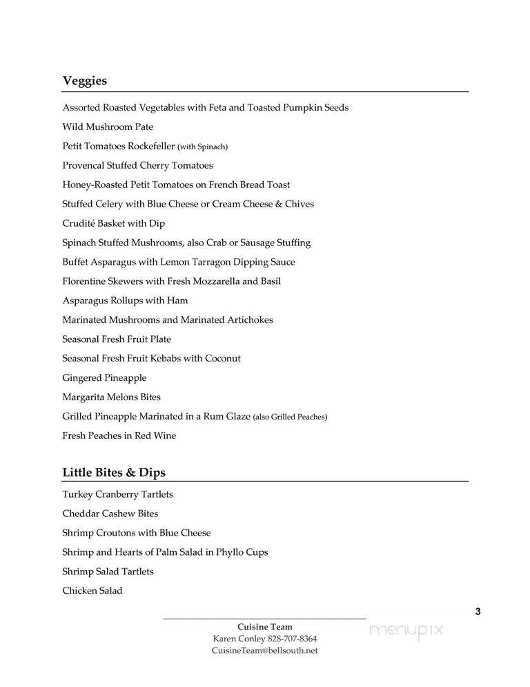 Cuisine Team - Hendersonville, NC menu_pic
