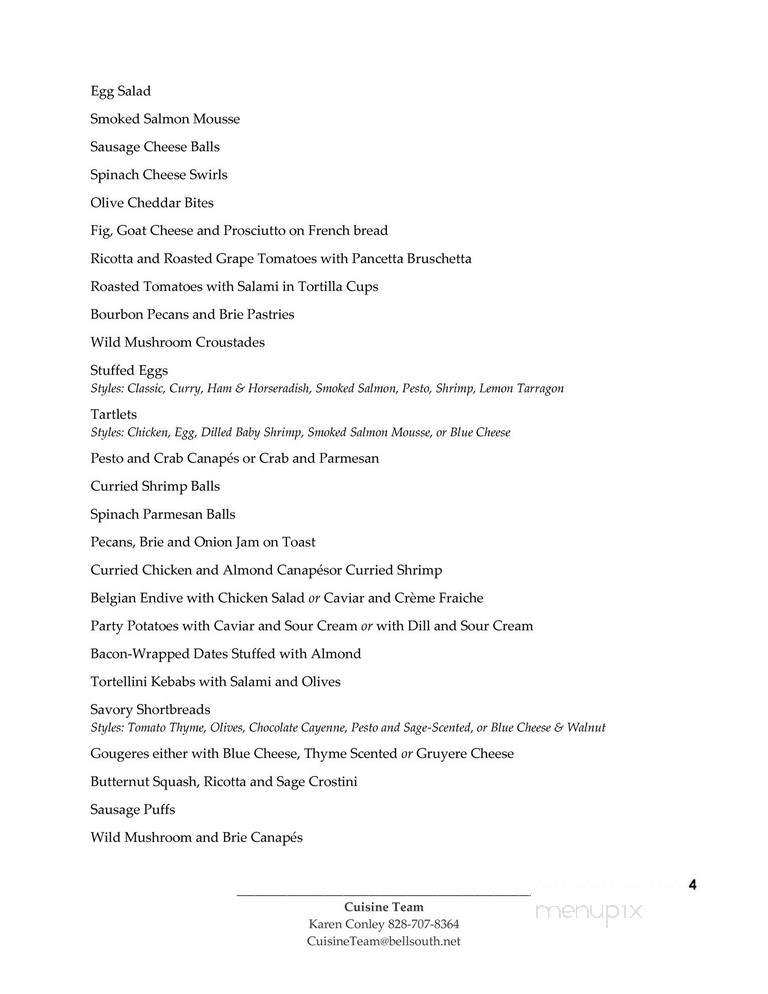 Cuisine Team - Hendersonville, NC menu_pic