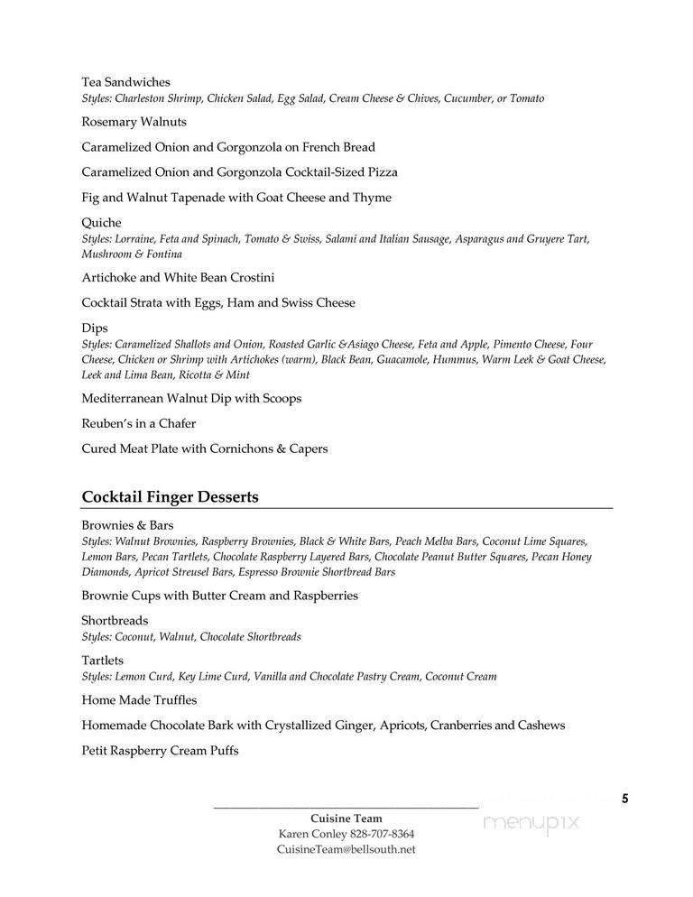 Cuisine Team - Hendersonville, NC menu_pic