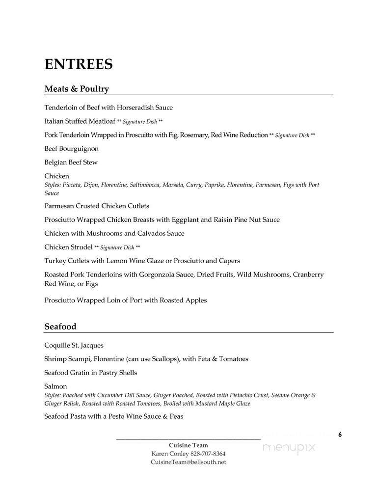 Cuisine Team - Hendersonville, NC menu_pic