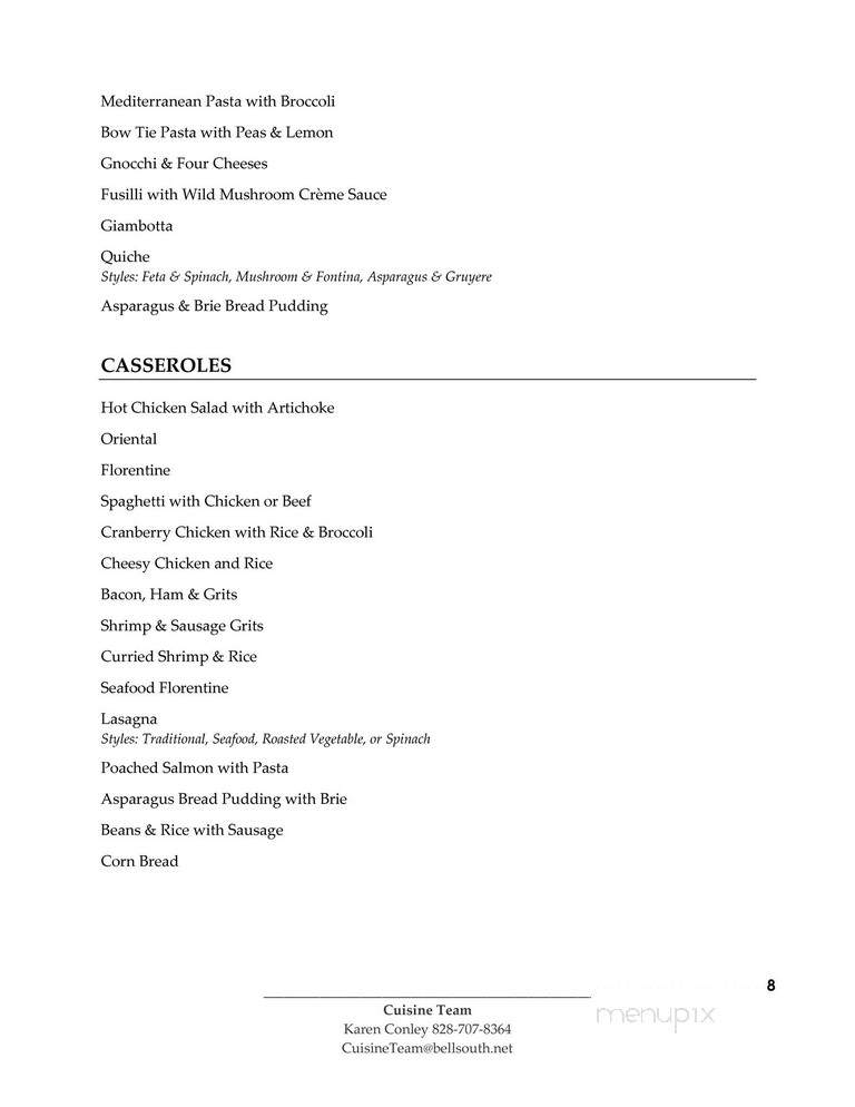 Cuisine Team - Hendersonville, NC menu_pic