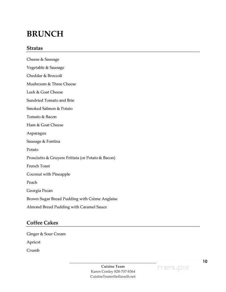 Cuisine Team - Hendersonville, NC menu_pic