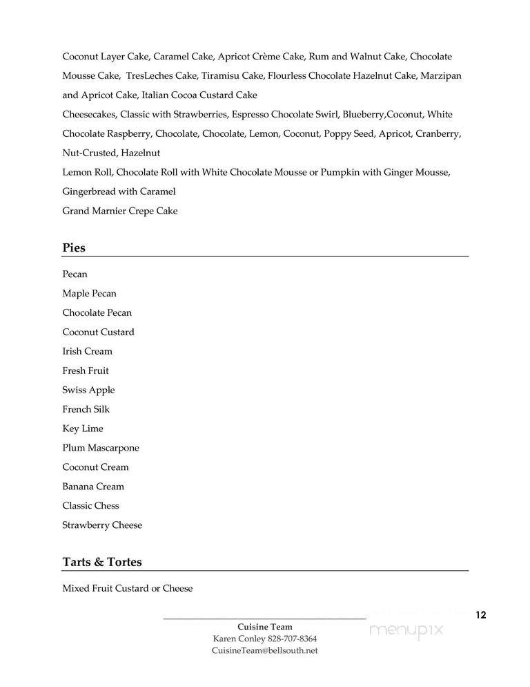 Cuisine Team - Hendersonville, NC menu_pic