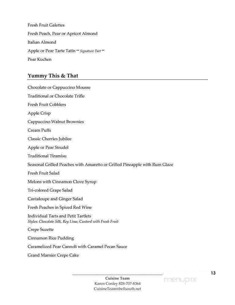Cuisine Team - Hendersonville, NC menu_pic