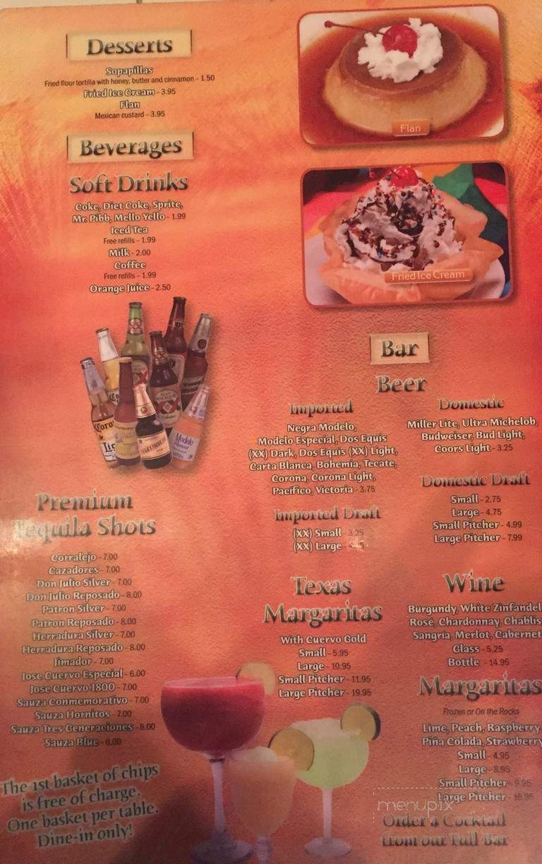 Sauza's Mexican Restaurant - Mooresville, NC menu_pic