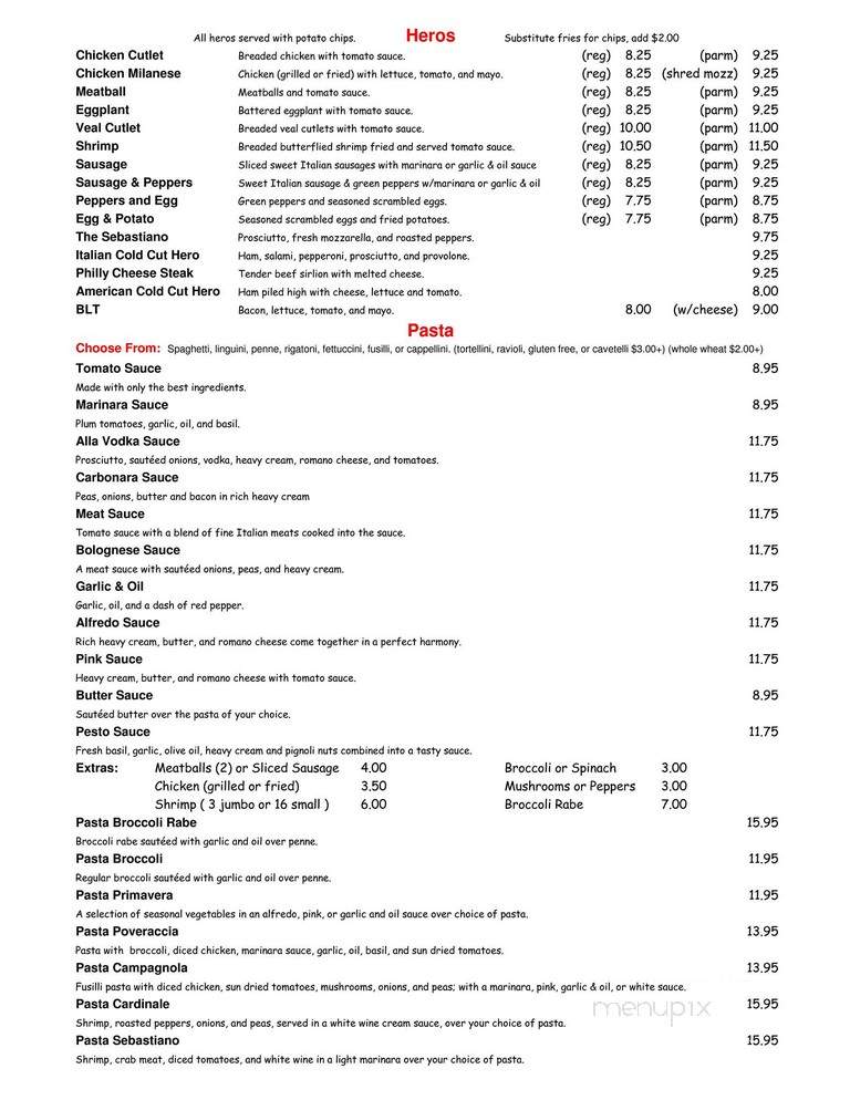 Sebastiano's Pizzeria - Mooresville, NC menu_pic