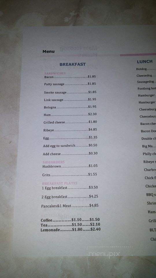 Ma's Hot Dog House & Store - Kinston, NC menu_pic