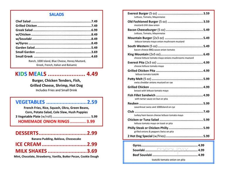 Everest Grill - Denver, NC menu_pic