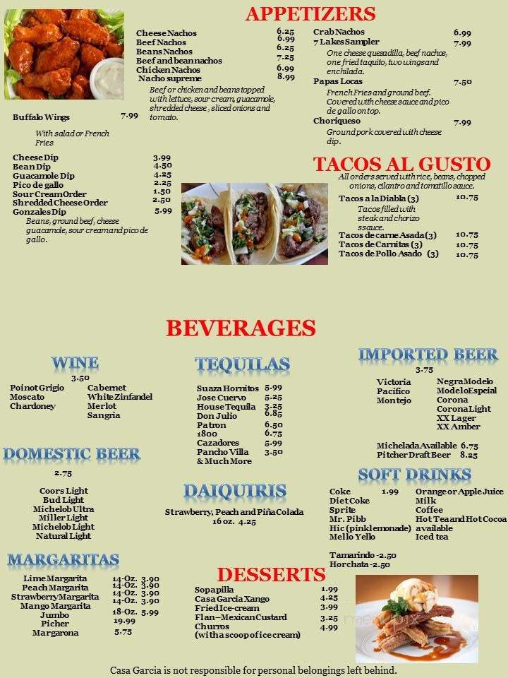 Casa Garcia - West End, NC menu_pic