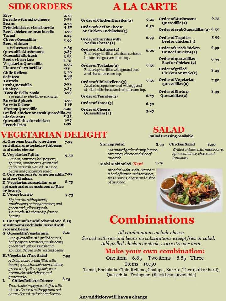 Casa Garcia - West End, NC menu_pic