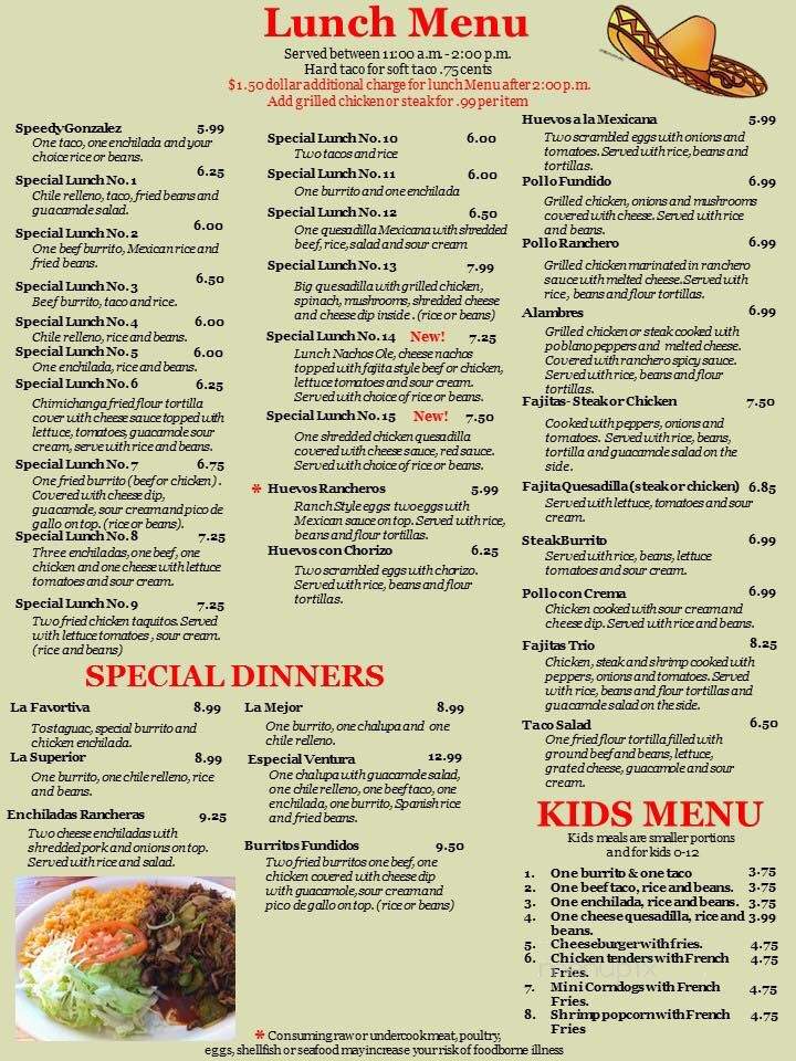Casa Garcia - West End, NC menu_pic