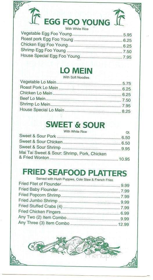 Mai-Tai Restaurant - Jacksonville, NC menu_pic