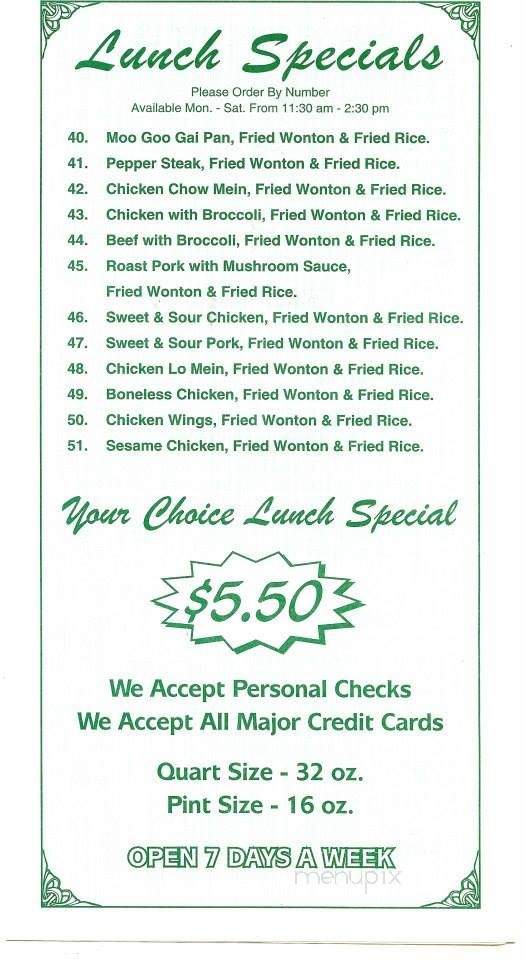 Mai-Tai Restaurant - Jacksonville, NC menu_pic