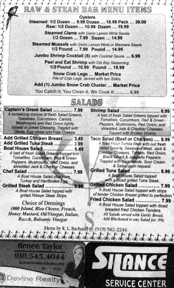Marina Cafe & Marina - Jacksonville, NC menu_pic