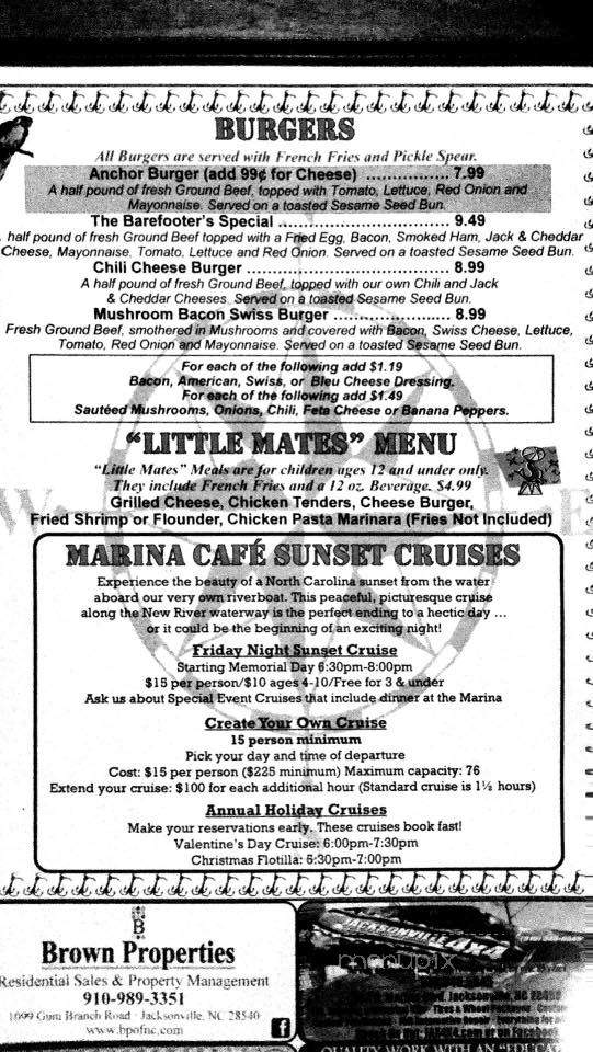 Marina Cafe & Marina - Jacksonville, NC menu_pic