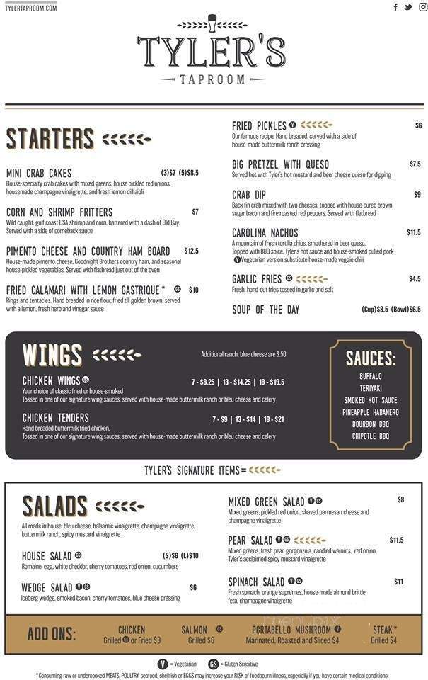 Tyler's Restaurant & Taproom - Chapel Hill, NC menu_pic