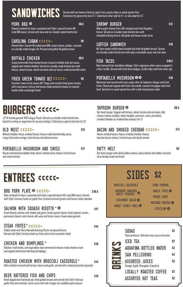 Tyler's Restaurant & Taproom - Chapel Hill, NC menu_pic