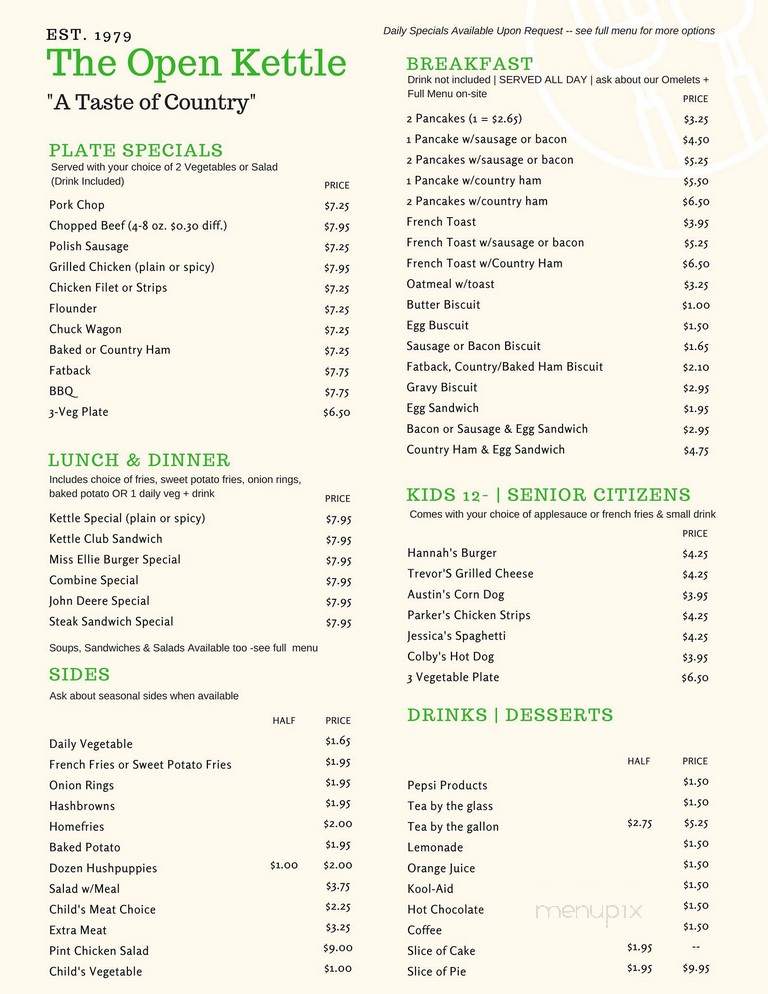 Open Kettle - Roxboro, NC menu_pic