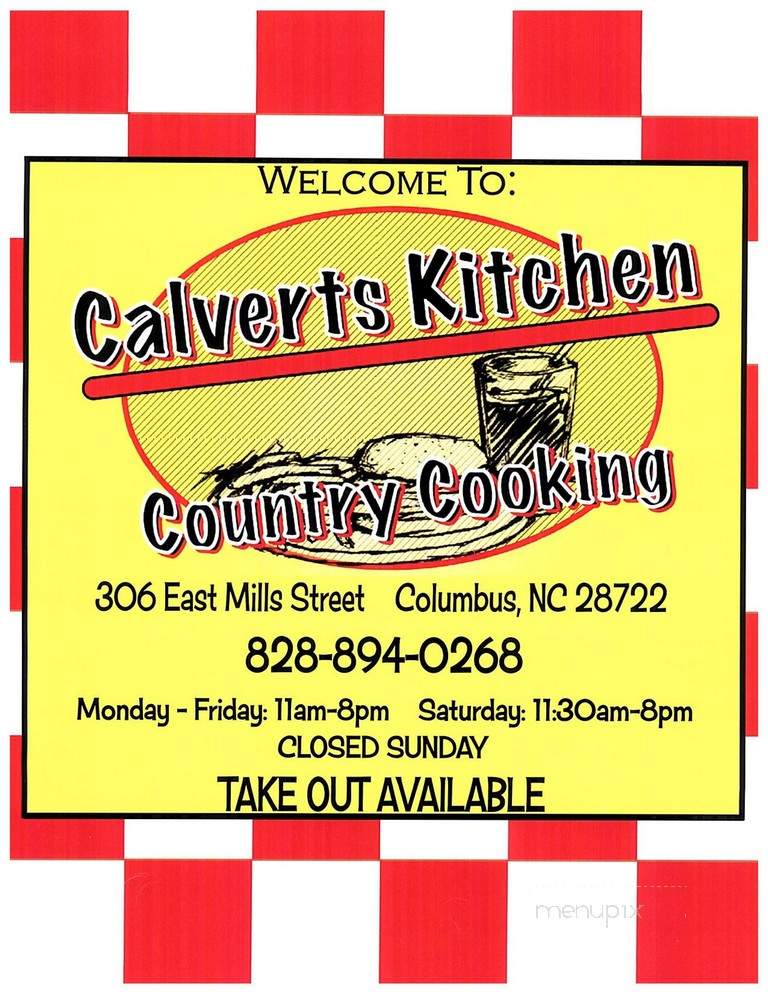 Calvert's Kitchen - Columbus, NC menu_pic