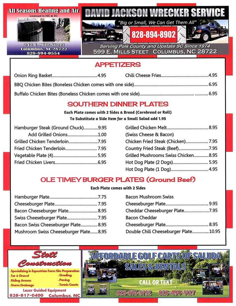 Calvert's Kitchen - Columbus, NC menu_pic