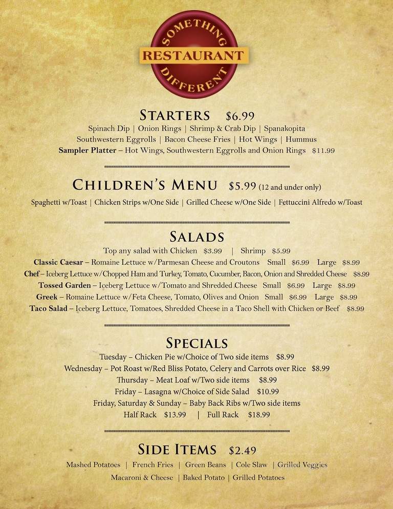 Something Different Steaks - Asheboro, NC menu_pic