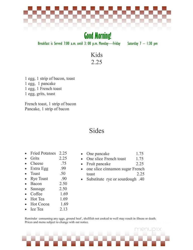 Henry's Uptown Cafe - Rockingham, NC menu_pic