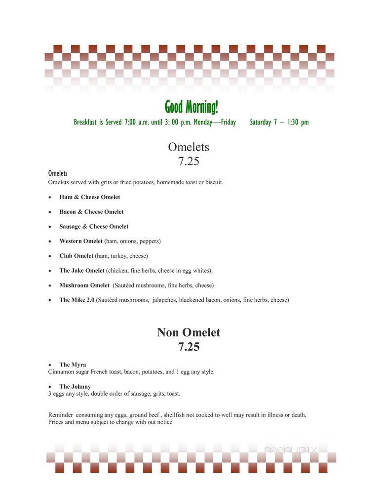 Henry's Uptown Cafe - Rockingham, NC menu_pic