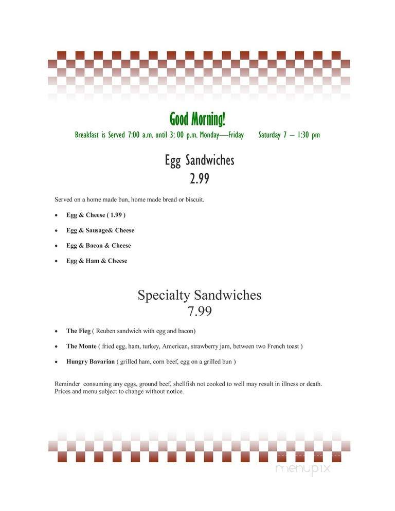 Henry's Uptown Cafe - Rockingham, NC menu_pic