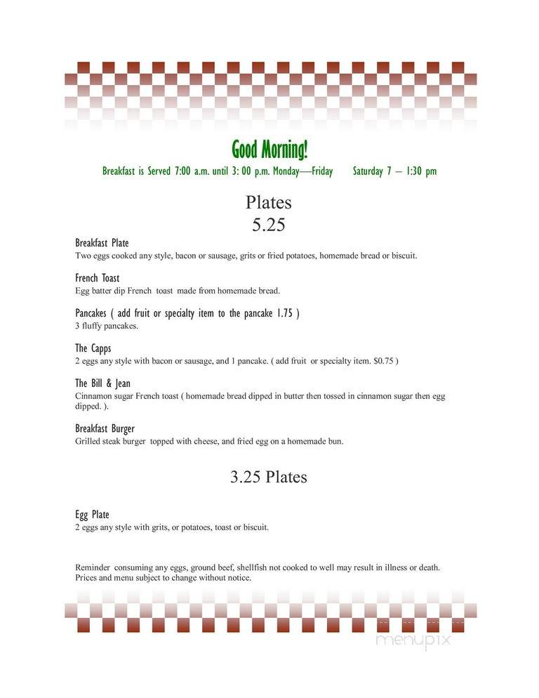 Henry's Uptown Cafe - Rockingham, NC menu_pic