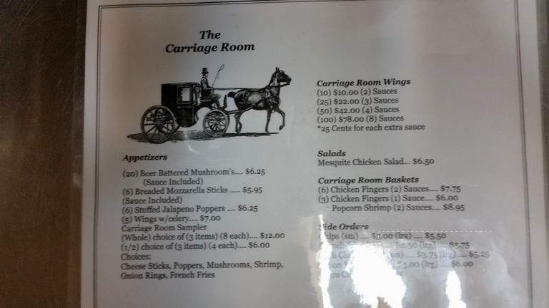 Carriage Room - Salisbury, NC menu_pic