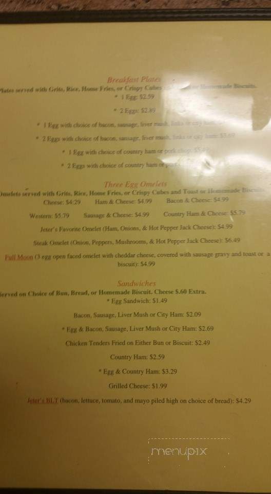 Jeter's Deli Cafe - Salisbury, NC menu_pic