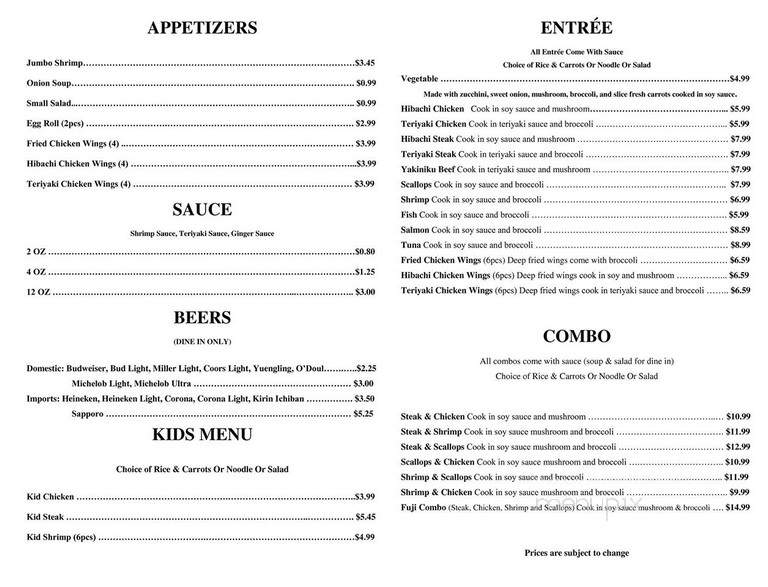 Fuji Express - Forest City, NC menu_pic