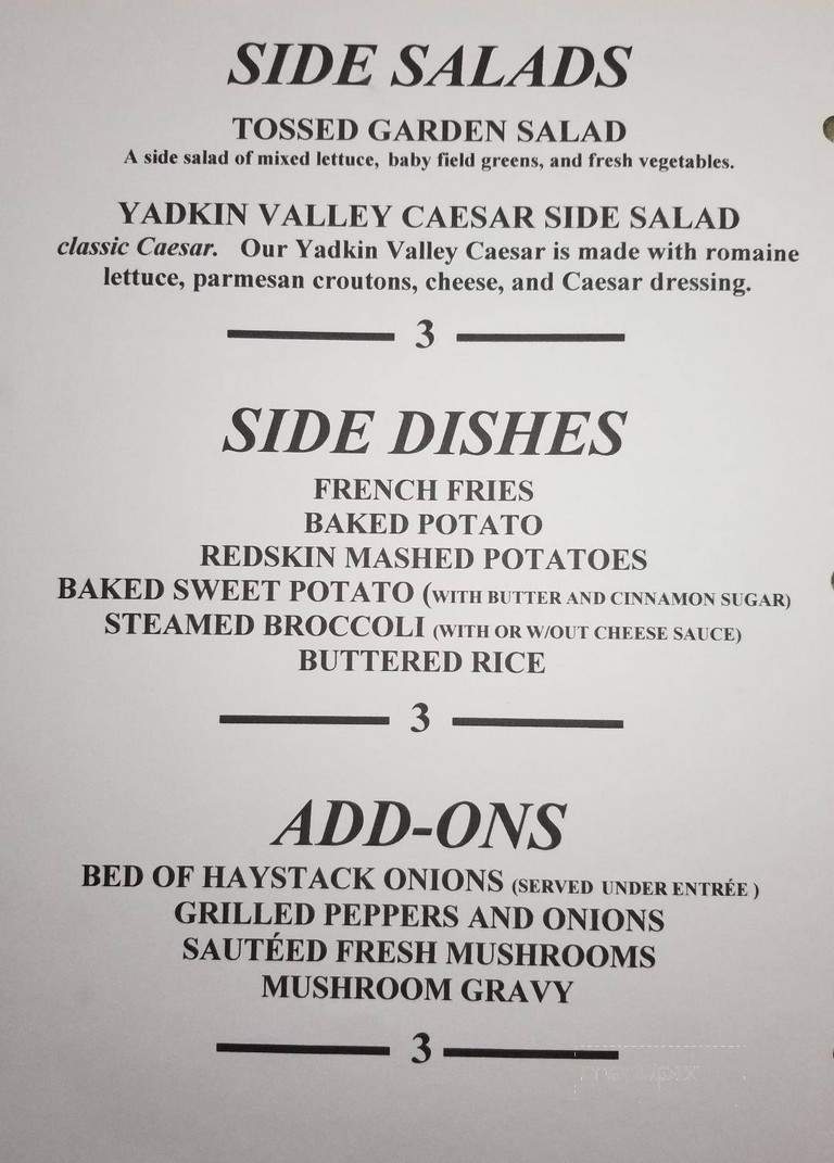 Yadkin Valley Steakhouse - Albemarle, NC