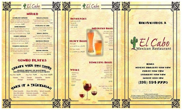 El Cabo - Walnut Cove, NC menu_pic