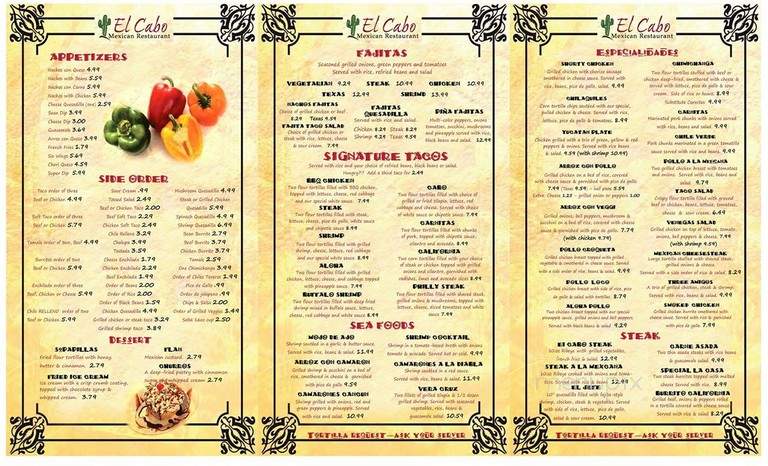 El Cabo - Walnut Cove, NC menu_pic
