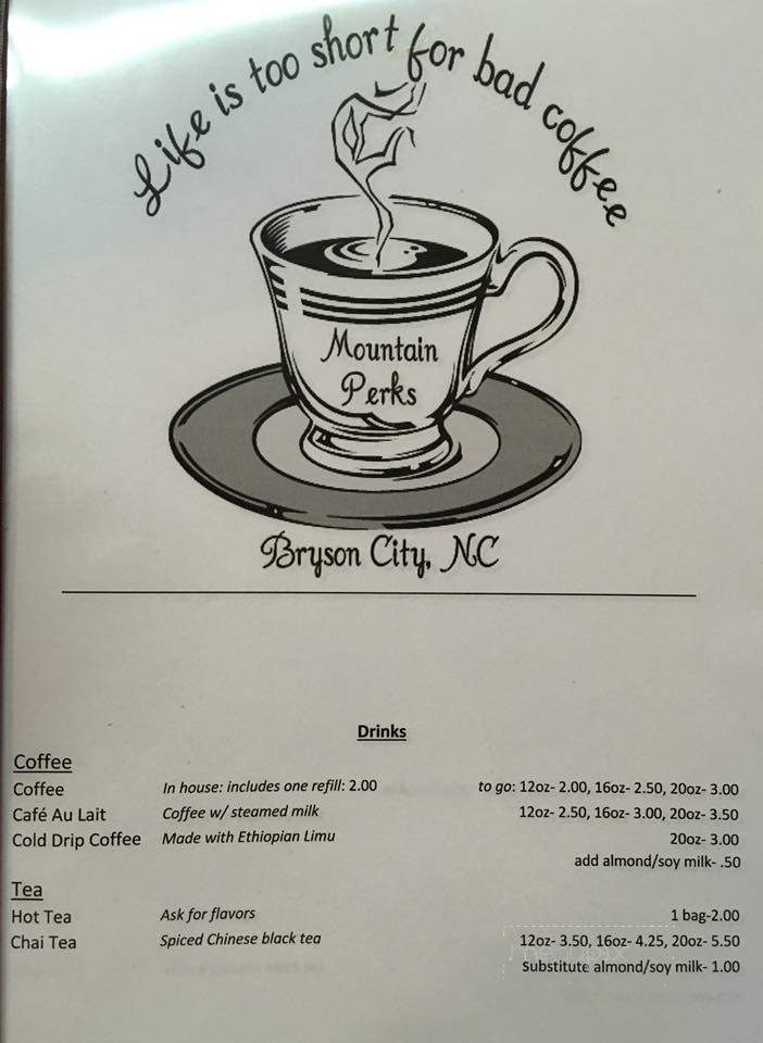 Mountain Perks Espresso Bar - Bryson City, NC menu_pic