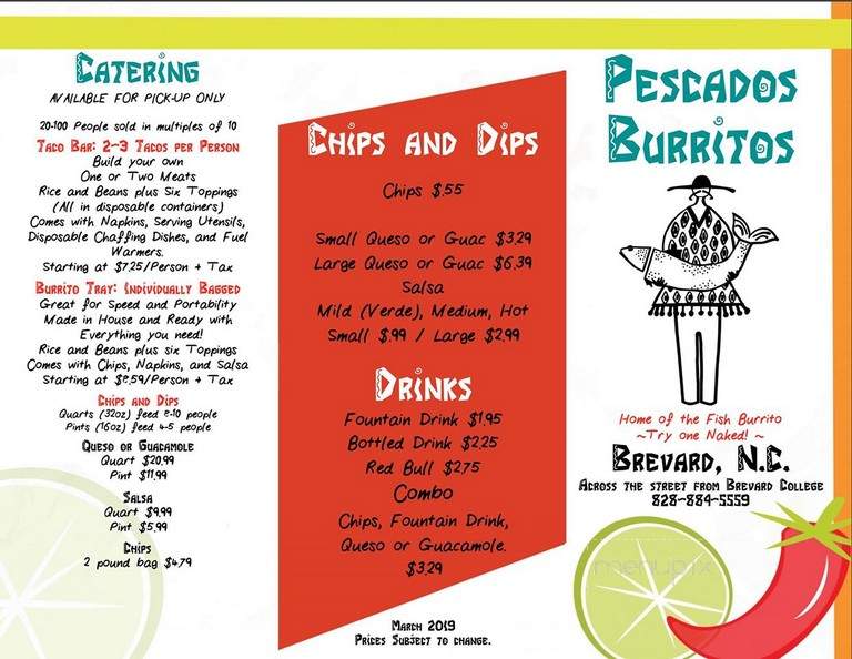 Pescados - Brevard, NC menu_pic