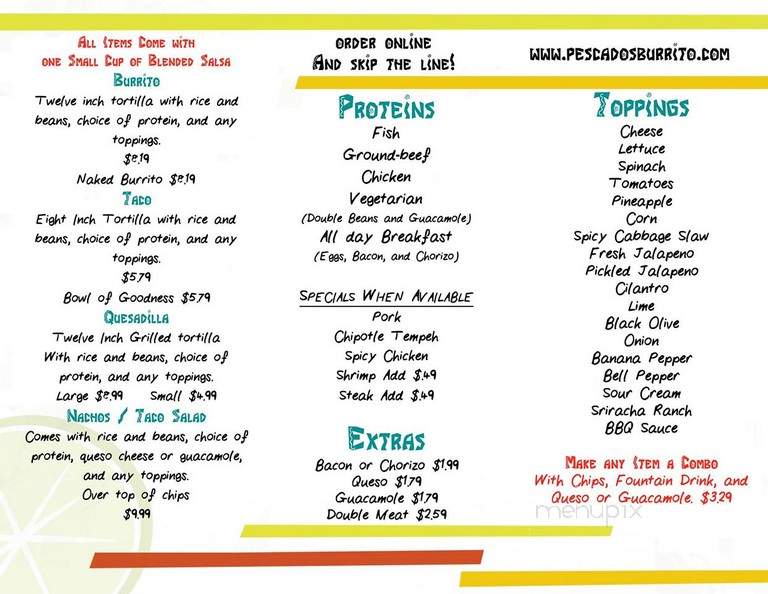 Pescados - Brevard, NC menu_pic