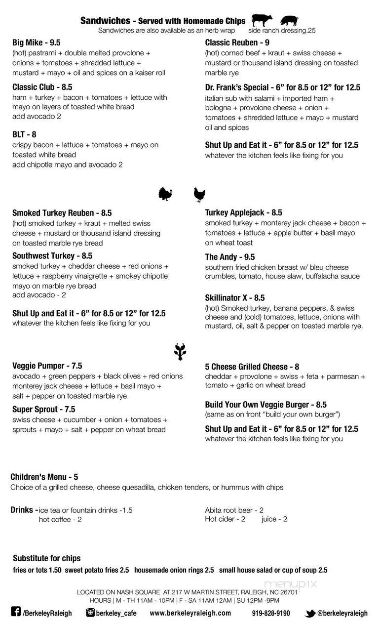 Berkeley Cafe - Raleigh, NC menu_pic