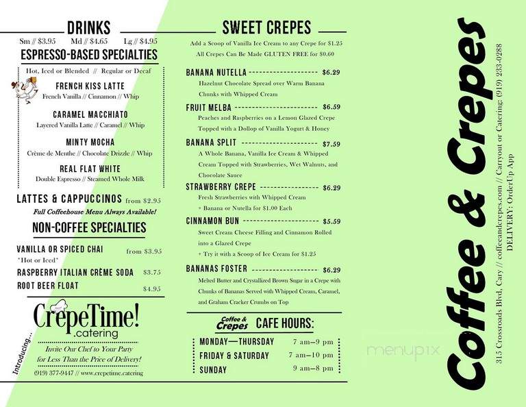 Coffee & Crepes - Cary, NC menu_pic