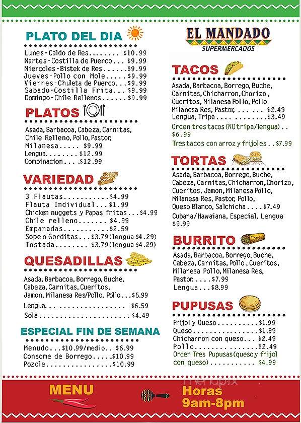 El Mandado - Raleigh, NC menu_pic
