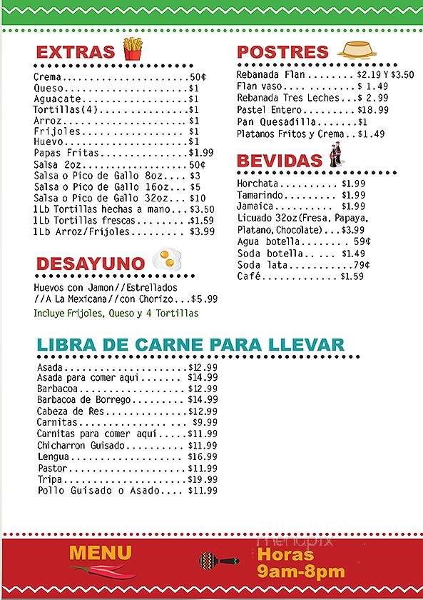 El Mandado - Raleigh, NC menu_pic