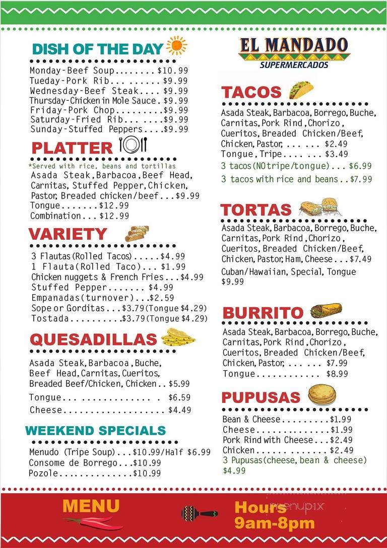 El Mandado - Raleigh, NC menu_pic