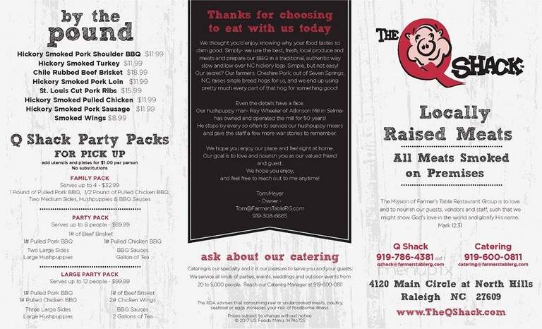 Q-Shack III - Raleigh, NC menu_pic